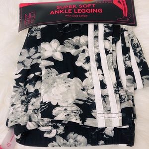 Floral Leggings with Striped Detailing